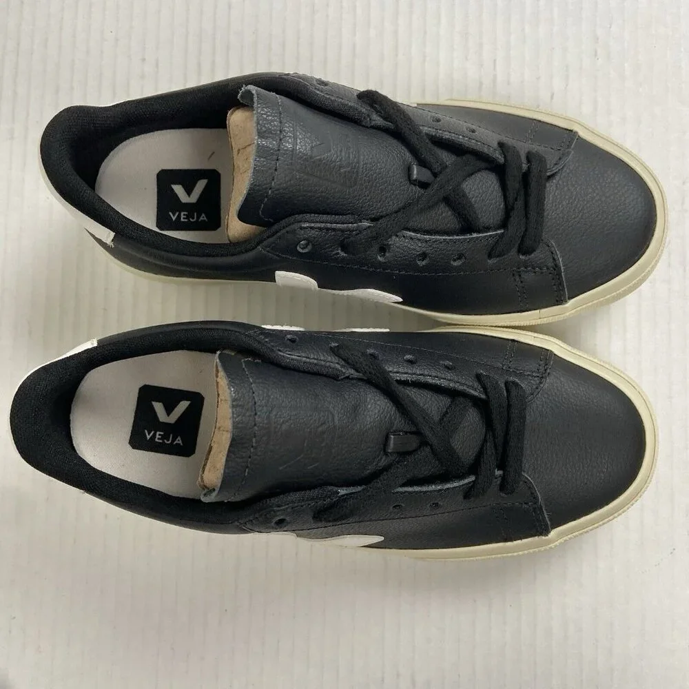NEW Veja Women's Campo Chromefree Leather Sneakers CPO501215A370 Black/White NIB - Picture 7 of 11